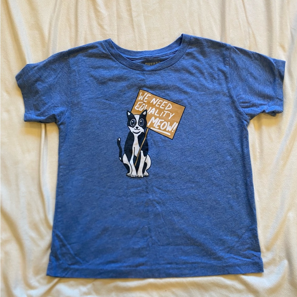 Kids Blue Equality Cat T-Shirt